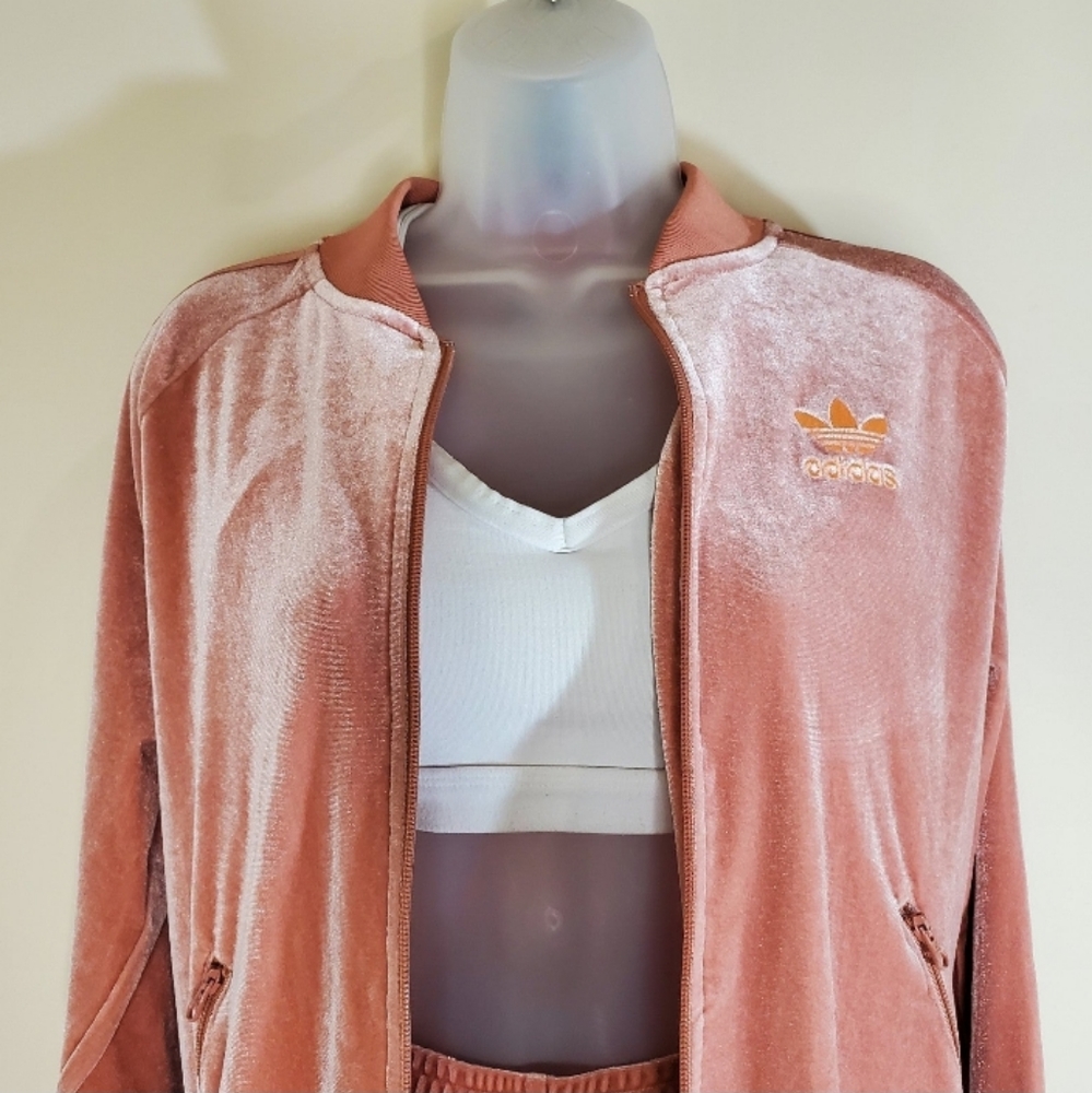 Adidas Originals Pink Velvet Jacket and Shorts Small - Picture 4 of 8
